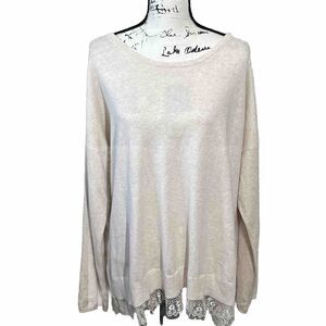 NWT Lane Bryant Lightweight Cream Sweater Blouse Lace Trim Wo's Plus 22 24 Shirt